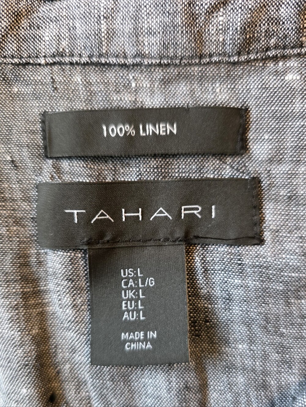 Tahari Size Large 100% Linen Short Sleeve Button Down Shirt Dress Pockets Casual - Picture 7 of 10